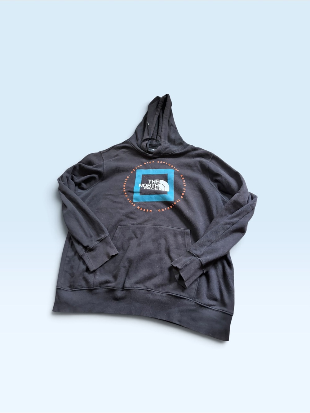 The North Face Men's Blue Hoodie Sweater with Logo Sz L